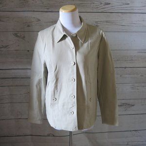 Eileen Fisher Button Down Long Sleeve Padded Shoulder Jacket - Size Petite Large